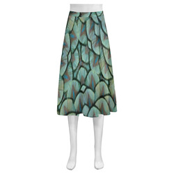 Elegant Peacock Feathers Kaleidoscope Mnemosyne Women's Crepe Skirt (Model D16)