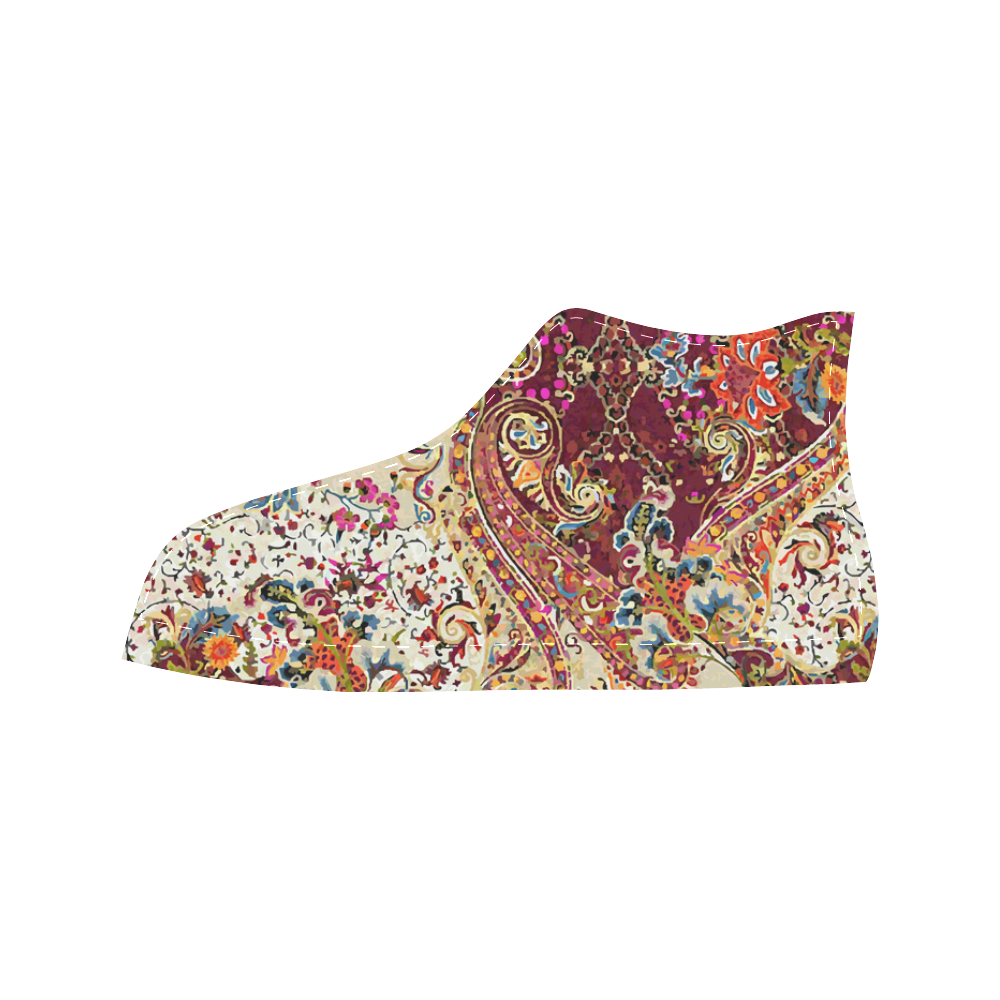 Vintage Jacobean Floral Tapestry Aquila High Top Microfiber Leather Women's Shoes (Model 032)