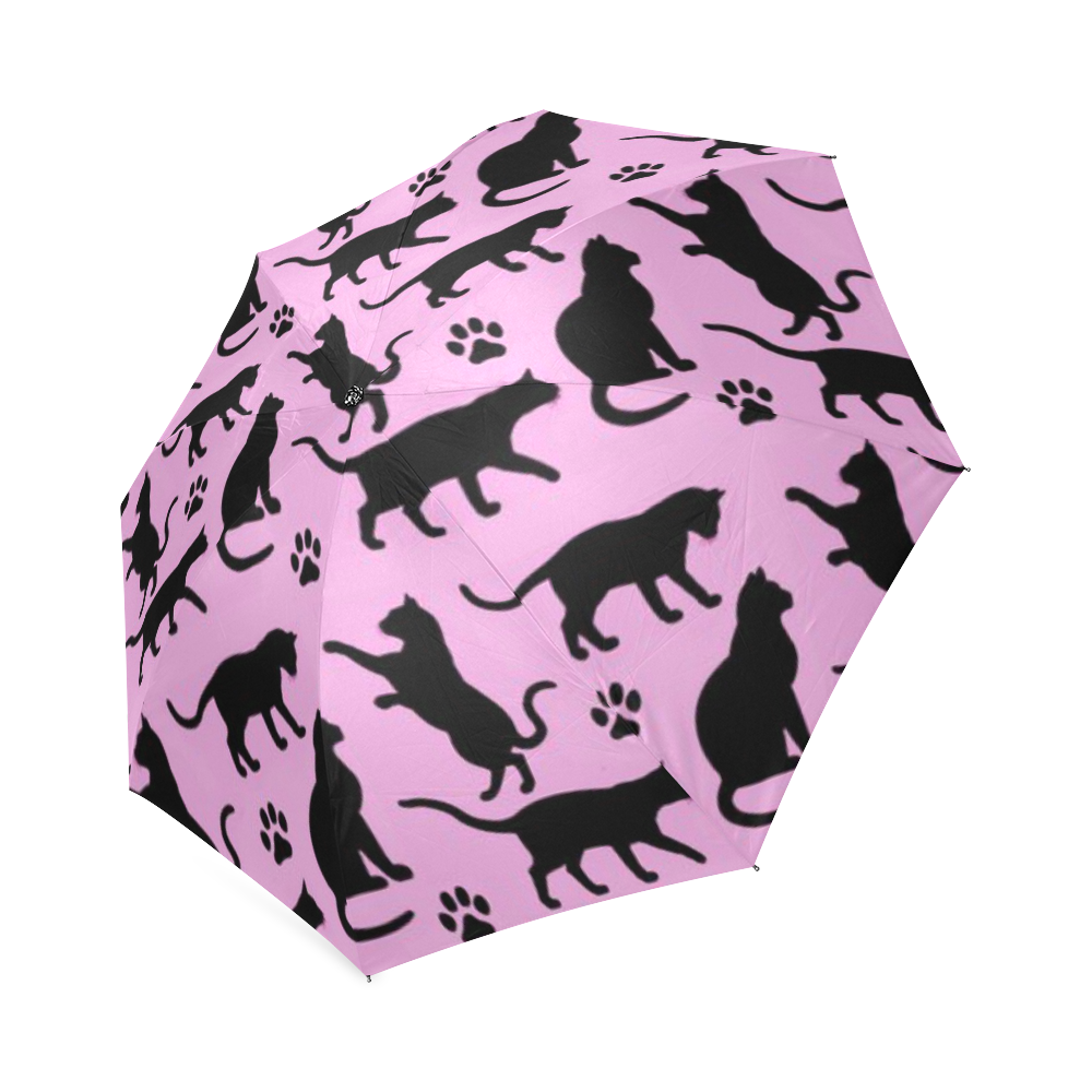 Pink Crazy Cat Lady Foldable Umbrella (Model U01)