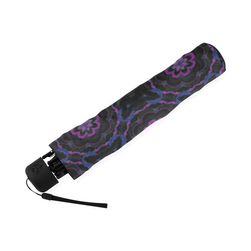 Black Violet Floral Foldable Umbrella (Model U01)