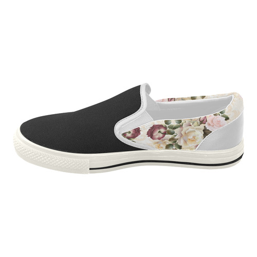 New! Vintage luxury designers Shoes with hand-drawn Fashion art. Exclusive offer. 2016 COLLECTION. Women's Slip-on Canvas Shoes (Model 019)