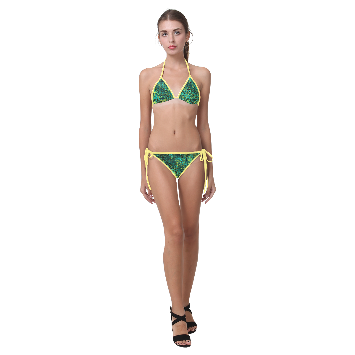 greens abstract Custom Bikini Swimsuit (Model S01)