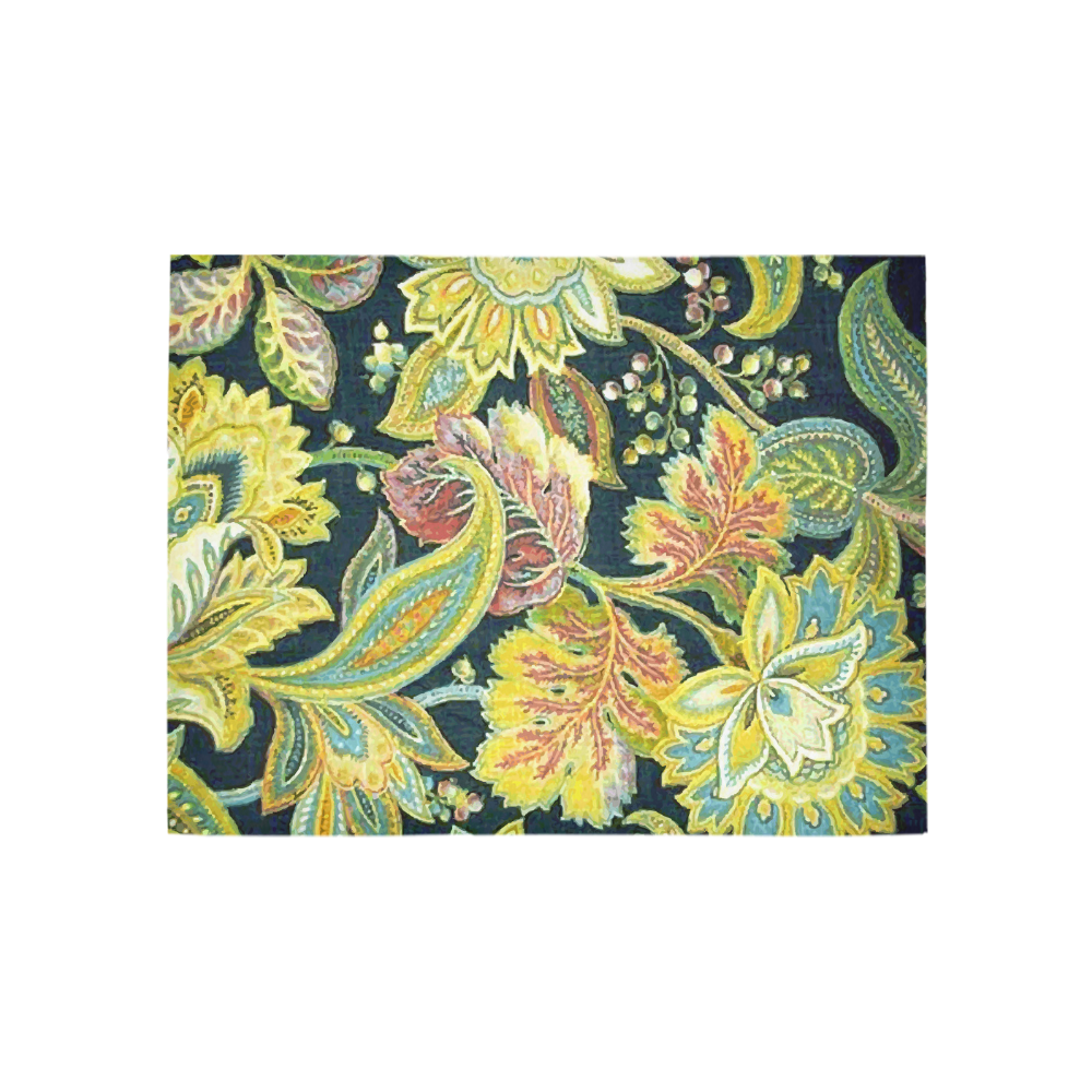 Gold Jacobean Floral Pattern Area Rug 5'3''x4'