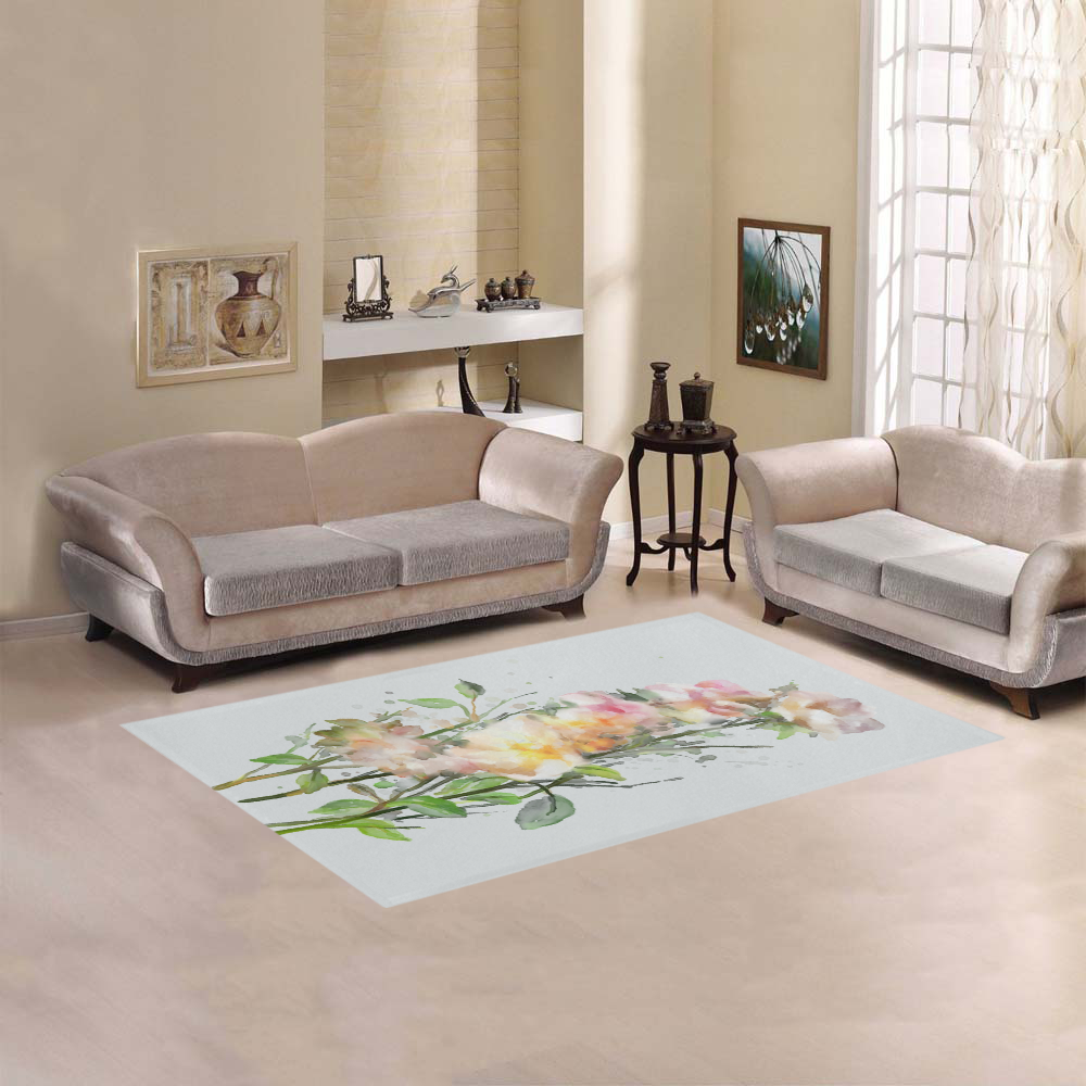 Blend Roses, watercolor Area Rug 5'x3'3''
