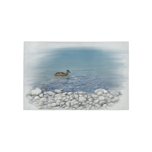 Swimming Duck, watercolor Area Rug 5'x3'3''