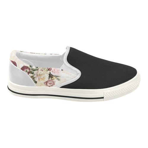 New! Vintage luxury designers Shoes with hand-drawn Fashion art. Exclusive offer. 2016 COLLECTION. Women's Slip-on Canvas Shoes (Model 019)