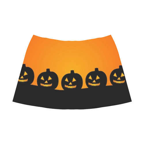 Halloween Jack-o-Lanterns Pumpkins Mnemosyne Women's Crepe Skirt (Model D16)