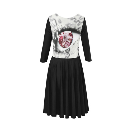 Through my eyes by Martina Webster Elbow Sleeve Ice Skater Dress (D20)
