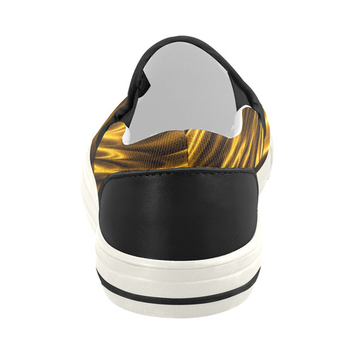 Elegant Gold Waves Women's Slip-on Canvas Shoes (Model 019)