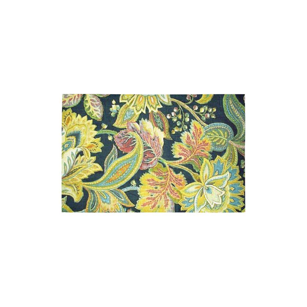 Gold Jacobean Floral Pattern Area Rug 2'7"x 1'8‘’