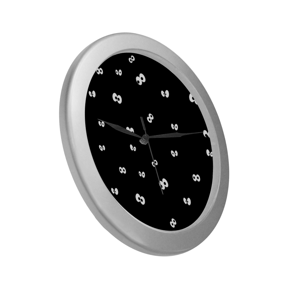 Eyes in the Dark Silver Color Wall Clock