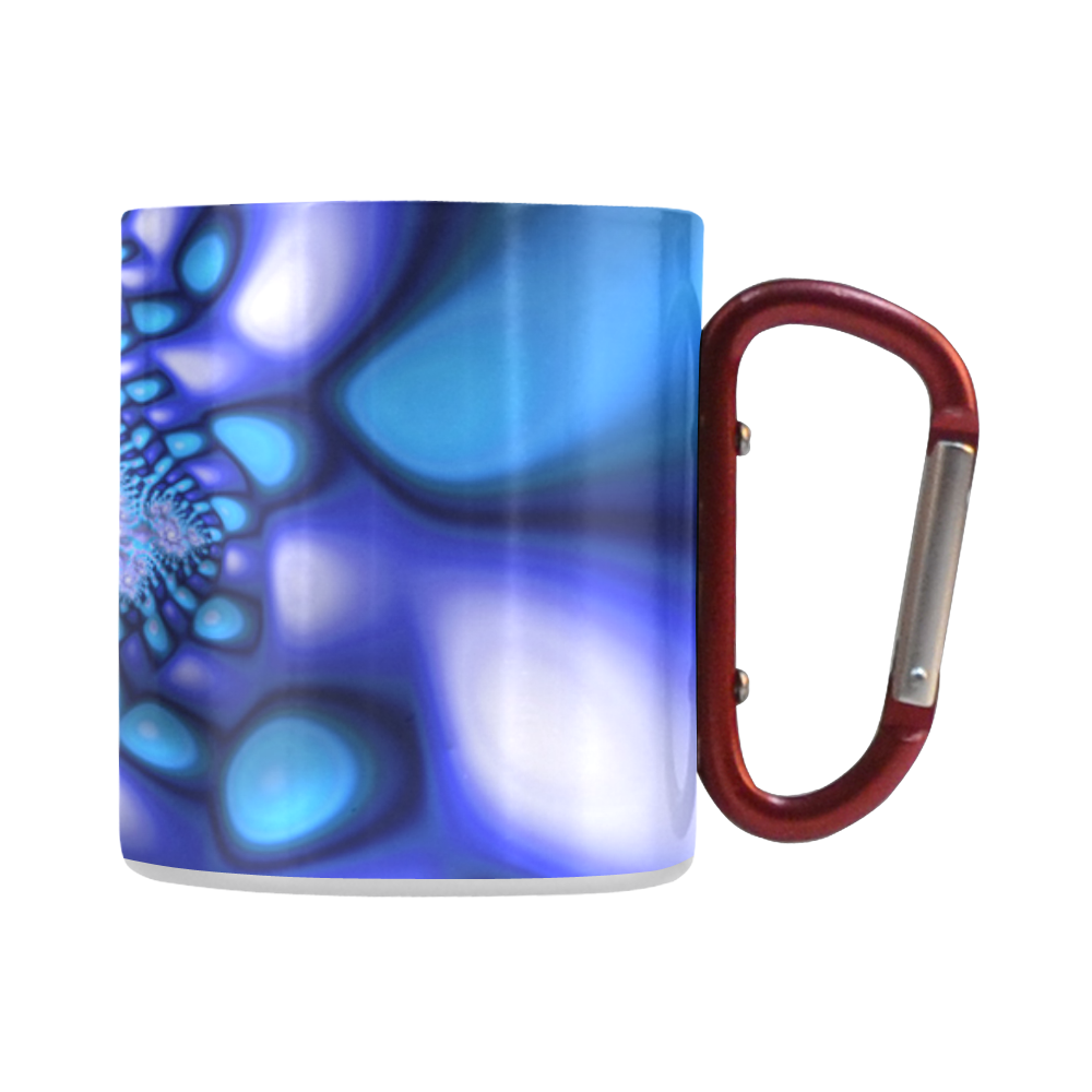 Psychedelic Blue on White Snow Fractal Art Classic Insulated Mug(10.3OZ)