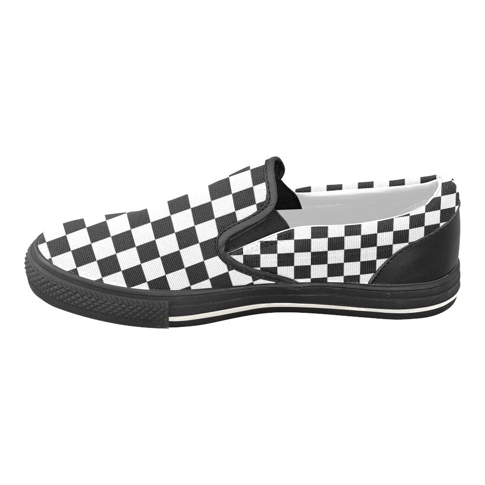 checker shoes Women's Unusual Slip-on Canvas Shoes (Model 019)