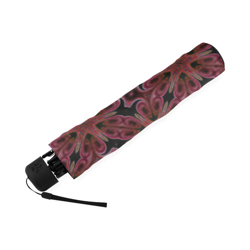 Maroon and Black Abstract Foldable Umbrella (Model U01)