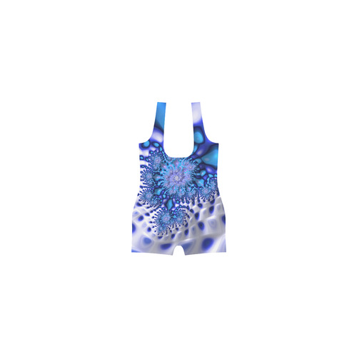 Psychedelic Blue on White Snow Fractal Fashion Classic One Piece Swimwear (Model S03)