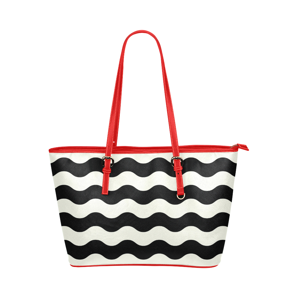 New! Designers edition with waves art. Black and white designers bags. 2016 authentic Collection fro Leather Tote Bag/Small (Model 1651)