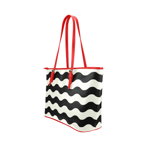 New! Designers edition with waves art. Black and white designers bags. 2016 authentic Collection fro Leather Tote Bag/Small (Model 1651)