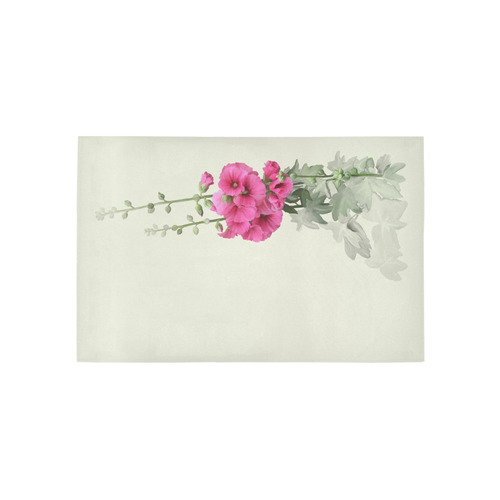 Pink Hollyhocks, original watercolor Area Rug 5'x3'3''