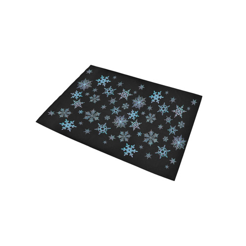 Snowflakes, Blue snow, stitched design Area Rug 5'x3'3''