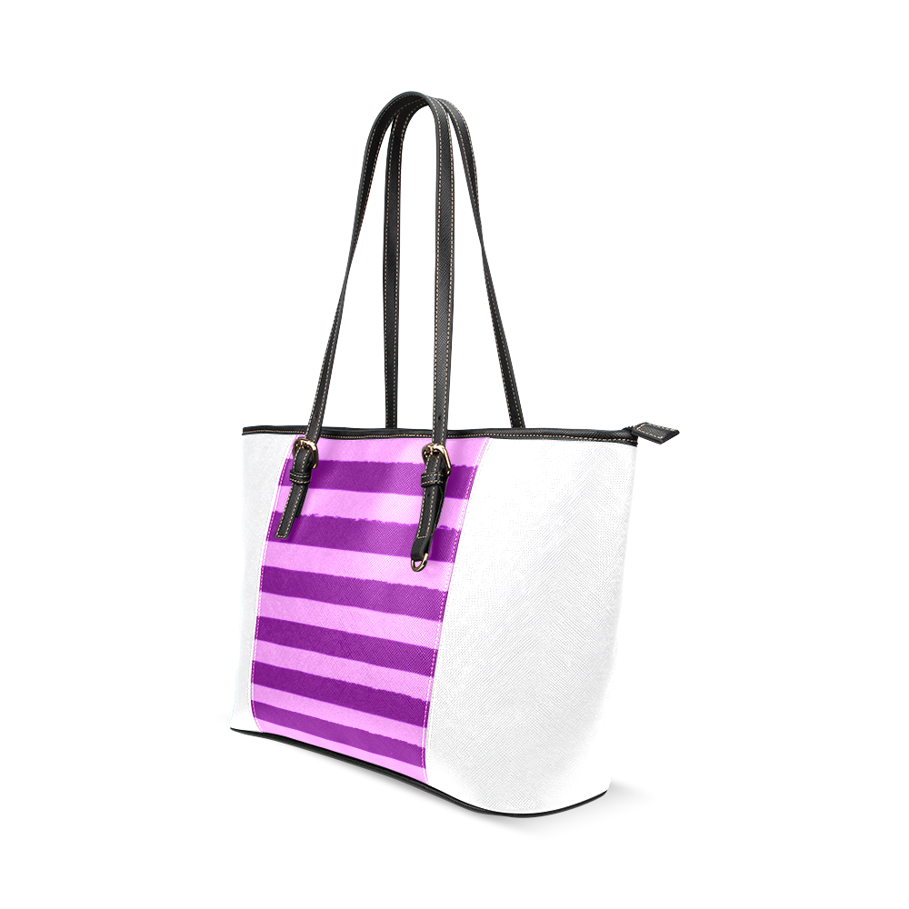 Wild stripes! Vintage purple and pink Collection 2016. New fashion designers Bags arrivals in our Sh Leather Tote Bag/Small (Model 1640)