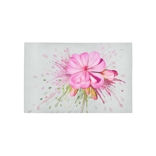 Pink flower color splash - watercolor Area Rug 5'x3'3''