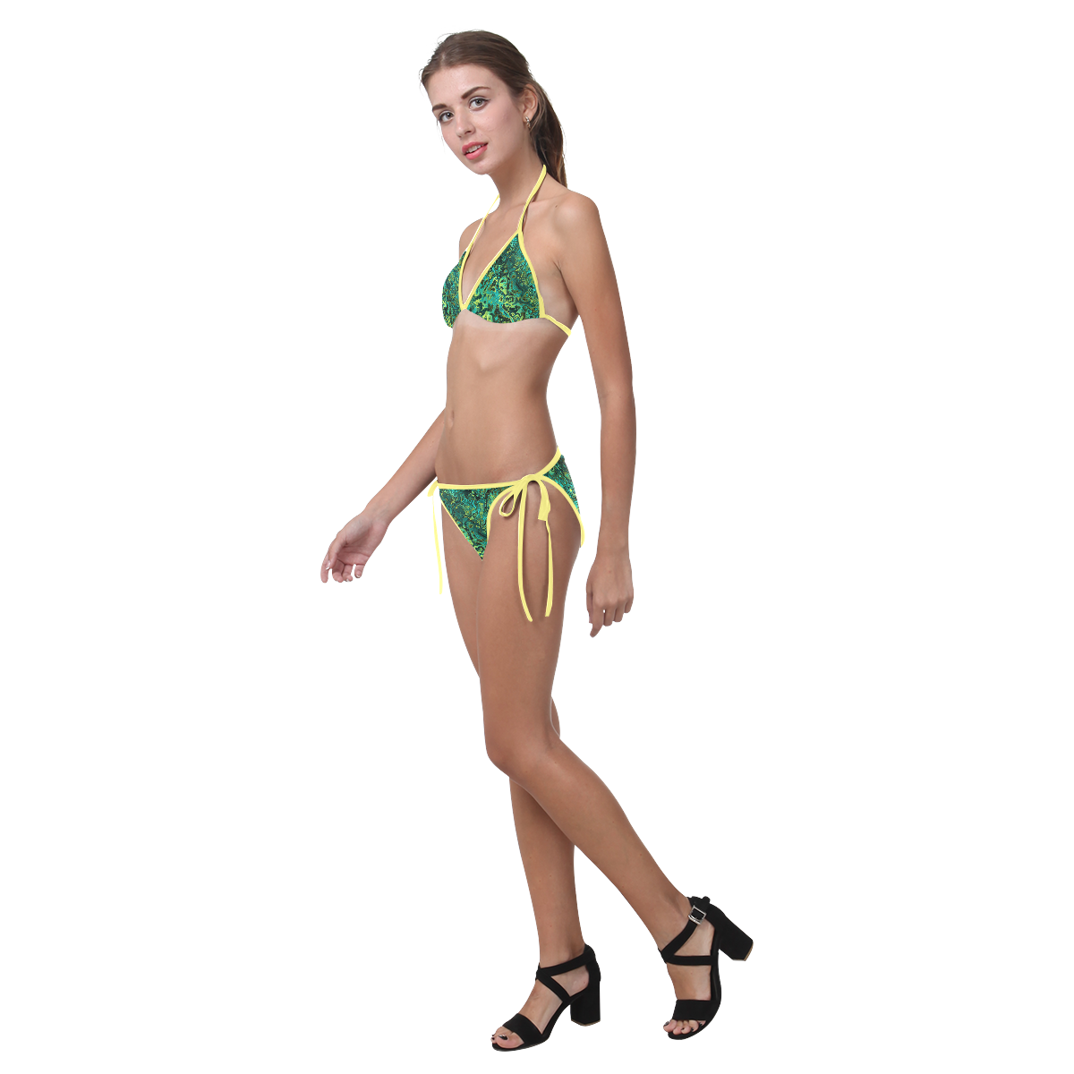greens abstract Custom Bikini Swimsuit (Model S01)