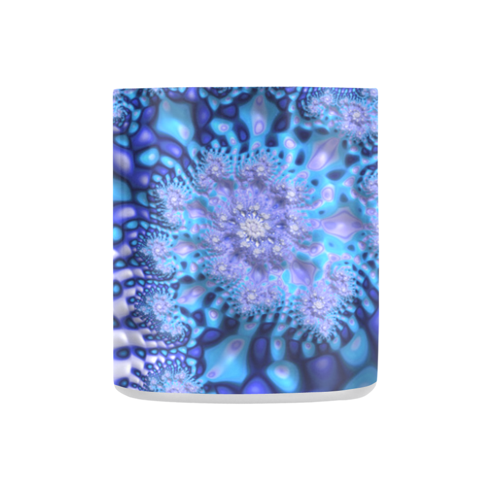 Psychedelic Blue on White Snow Fractal Art Classic Insulated Mug(10.3OZ)