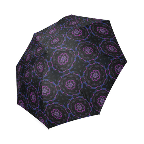 Black Violet Floral Foldable Umbrella (Model U01)