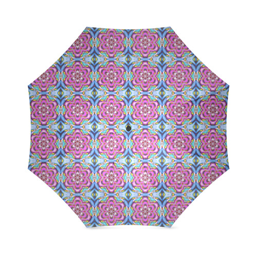 Purple and Blue Floral Foldable Umbrella (Model U01)