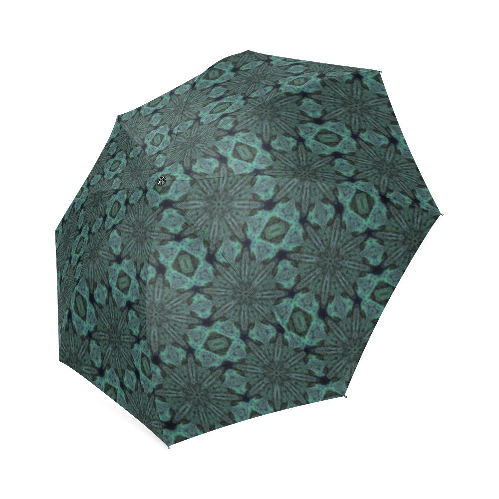 Teal Floral Foldable Umbrella (Model U01)