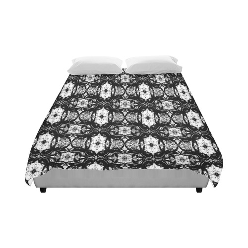 Black White Dragonflies Summer Pattern Duvet Cover 86"x70" ( All-over-print)