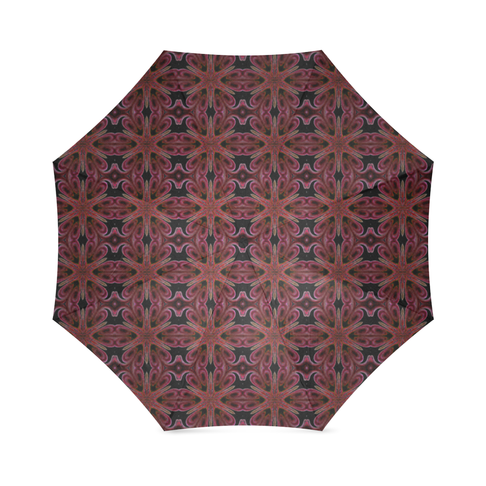 Maroon and Black Abstract Foldable Umbrella (Model U01)