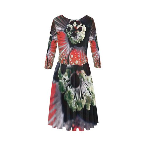 Hibiscus Gothic by Martina Webster Elbow Sleeve Ice Skater Dress (D20)
