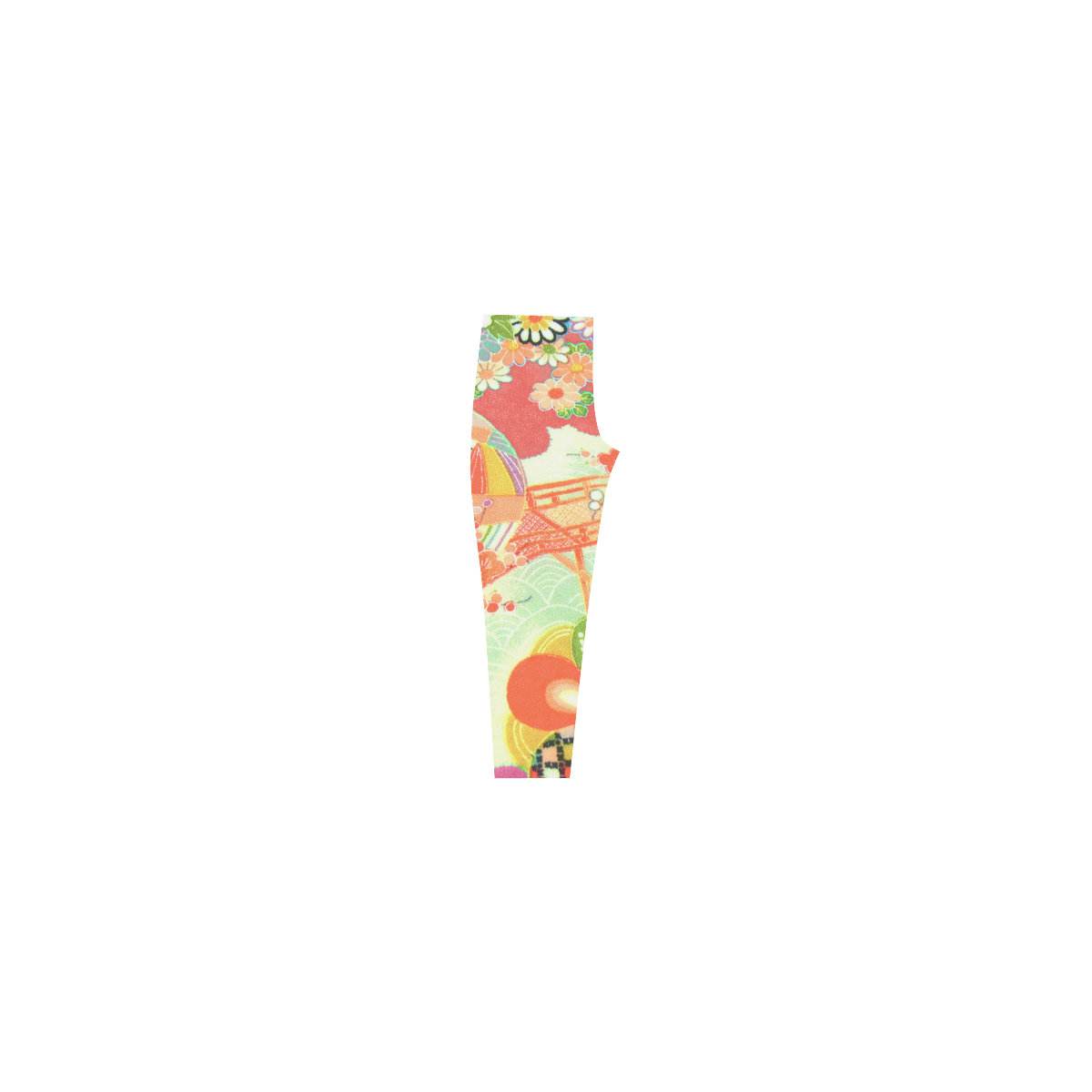 Kimono Print, Persimmon Capri Legging (Model L02)