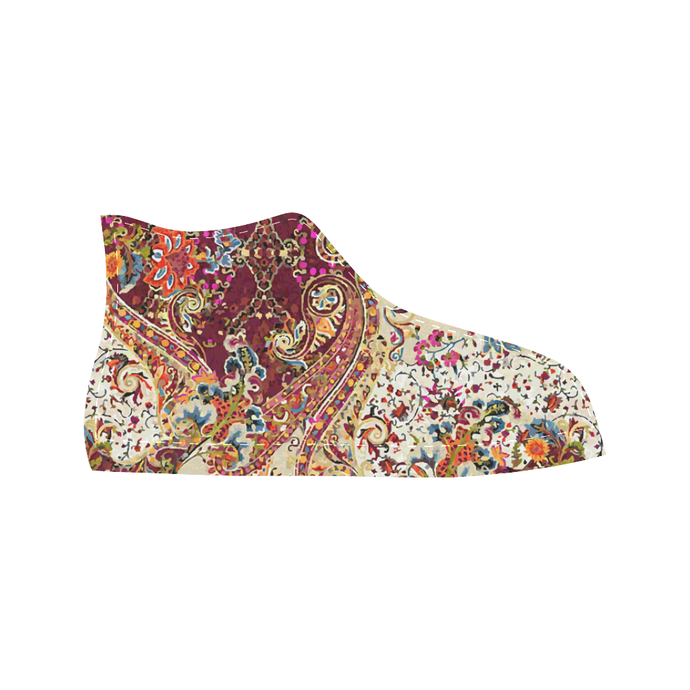 Vintage Jacobean Floral Tapestry Aquila High Top Microfiber Leather Women's Shoes (Model 032)