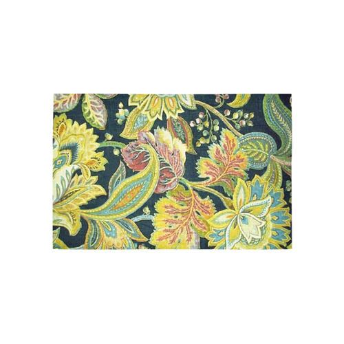 Gold Jacobean Floral Pattern Area Rug 5'x3'3''