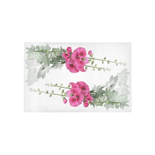 Pink Hollyhocks, watercolor Area Rug 5'x3'3''