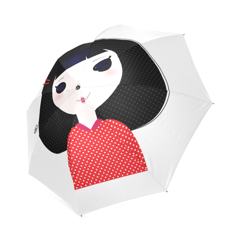 New in shop! Japanese black and red Geisha. Hand-drawn character : New art in our Studio. COLLECTION Foldable Umbrella (Model U01)