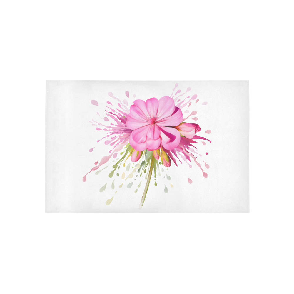Pink flower color splash, watercolor Area Rug 5'x3'3''