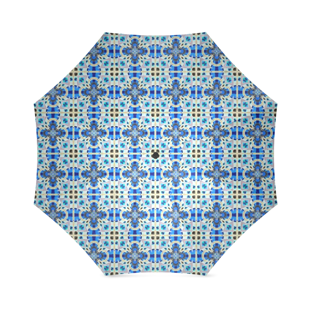 Blue Floral Foldable Umbrella (Model U01)