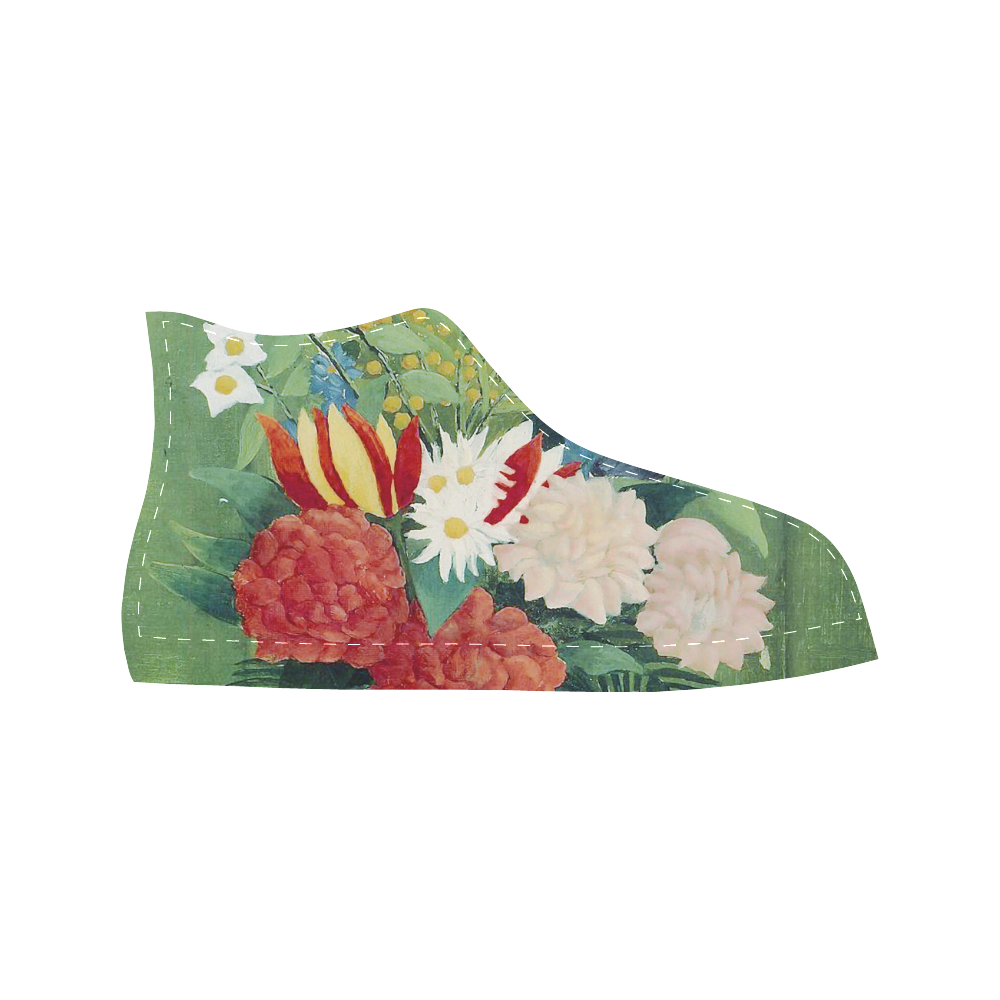 Rousseau Bouquet of Flowers Floral Still Life Aquila High Top Microfiber Leather Women's Shoes (Model 032)