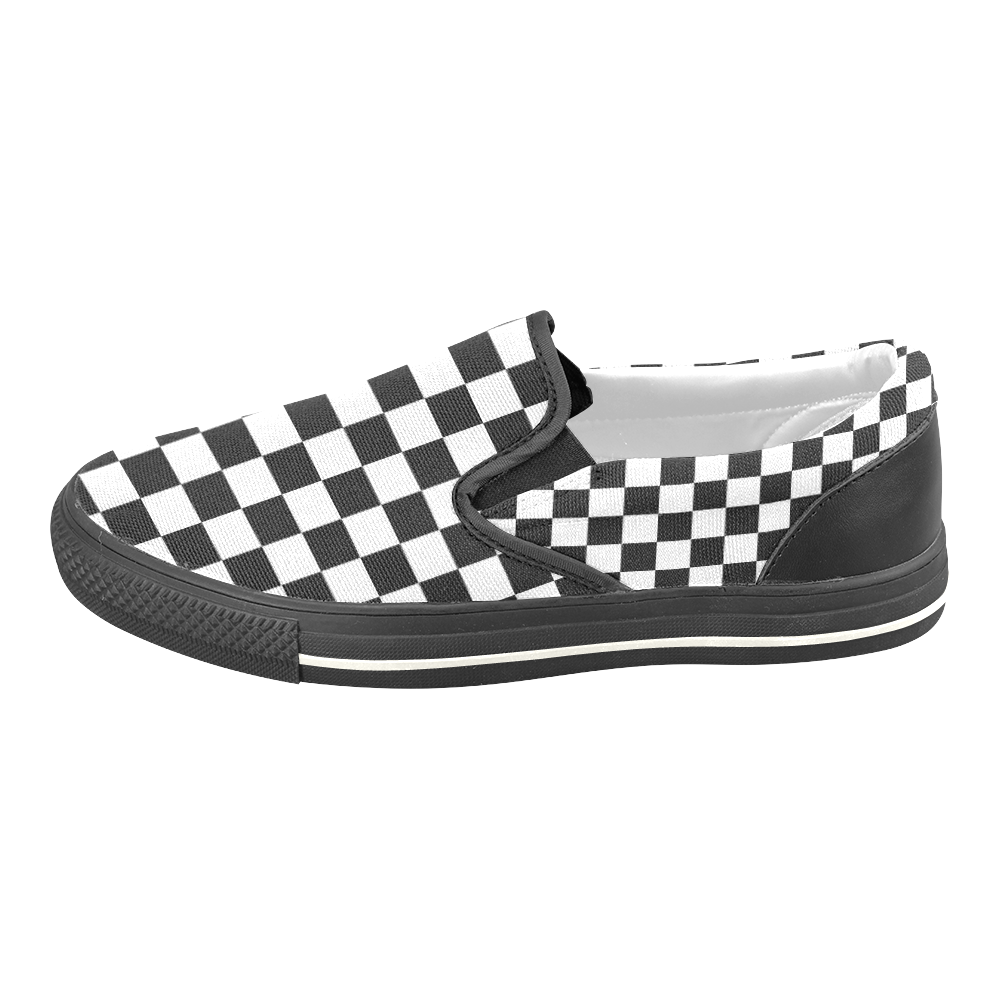 checker shoes Women's Unusual Slip-on Canvas Shoes (Model 019)