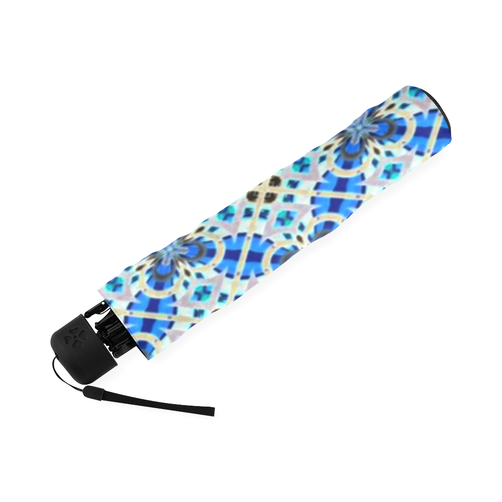 Blue Floral Foldable Umbrella (Model U01)