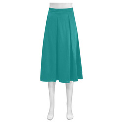Deep Peacock Blue Mnemosyne Women's Crepe Skirt (Model D16)
