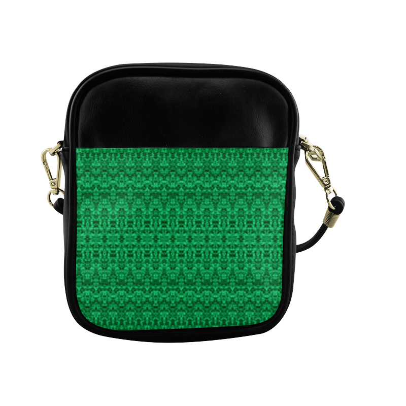 Boho Faded Abstract Green Damask Sling Bag (Model 1627)