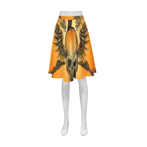 Amazing skull with crow Athena Women's Short Skirt (Model D15)