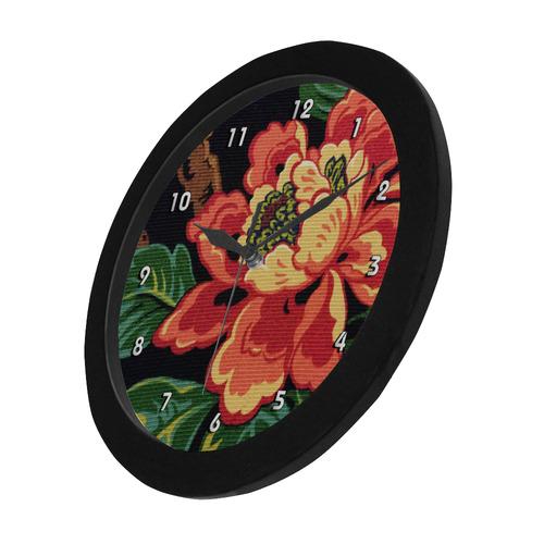 Beautiful Red Vintage Floral Pattern Circular Plastic Wall clock