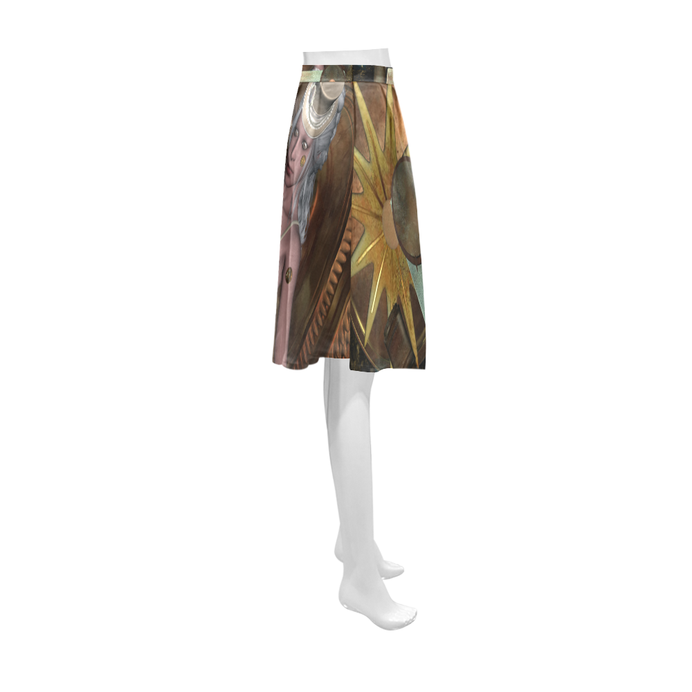 Steampunk, rusty metal and clocks and gears Athena Women's Short Skirt (Model D15)