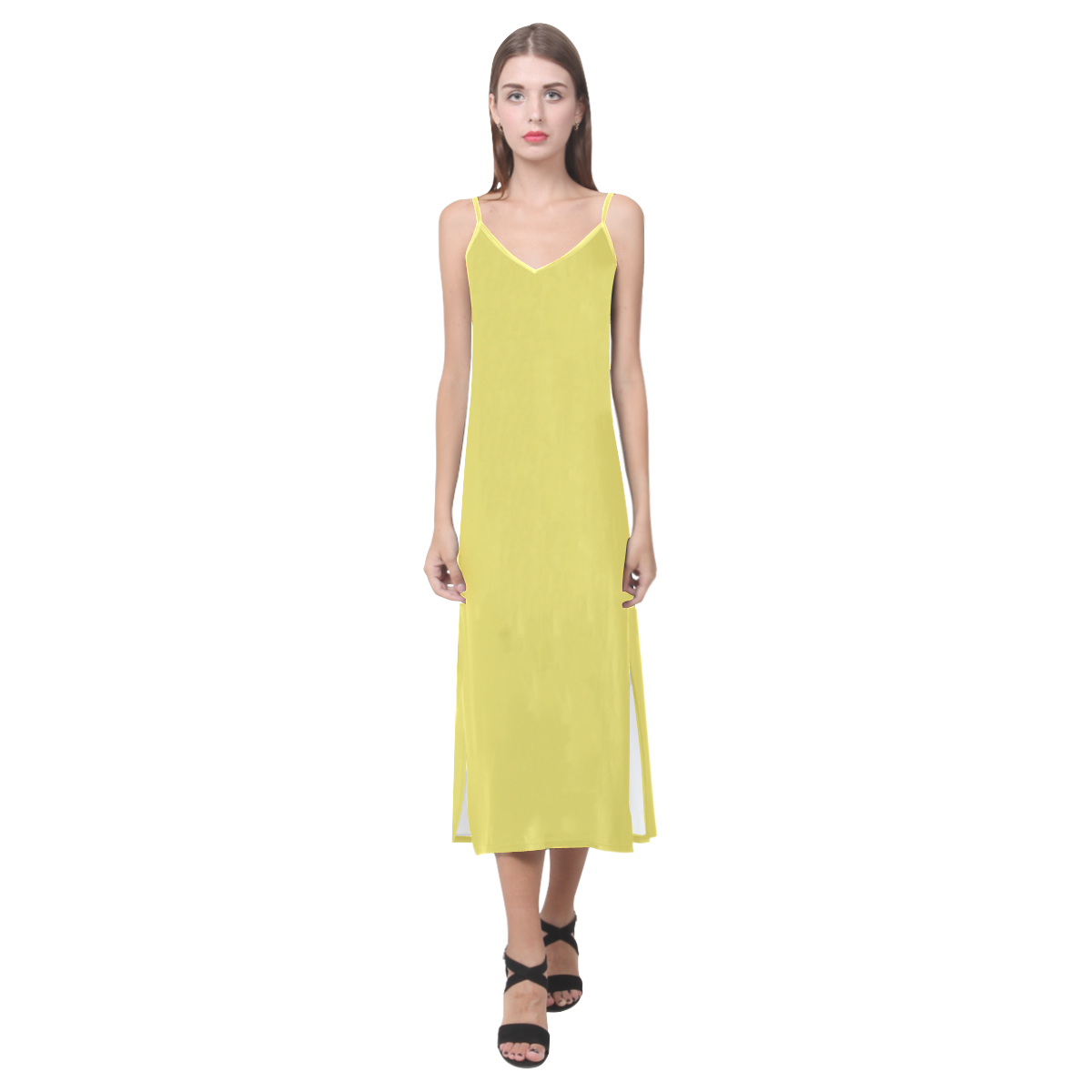 Aurora V-Neck Open Fork Long Dress(Model D18)