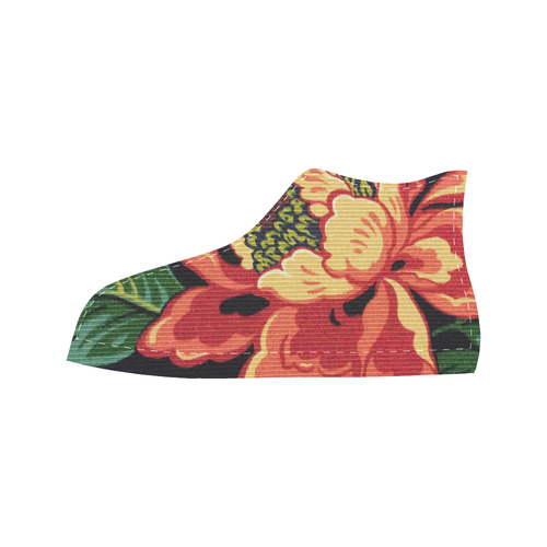 Jacobean Floral Ottoman Fabric Aquila High Top Microfiber Leather Women's Shoes (Model 032)